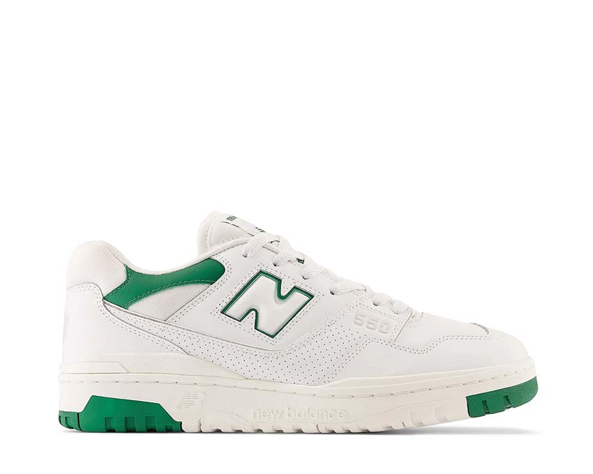 New Balance 550 White Green — sneaker uomo basket vintage cupsole