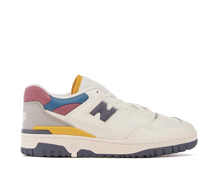 New Balance 550 White Multi — men's retro basketball colorblock sneaker