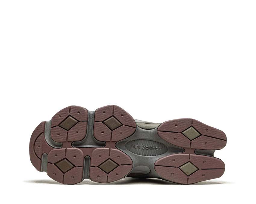 detalle — New Balance 9060 ante mesh marrón tierra paneles