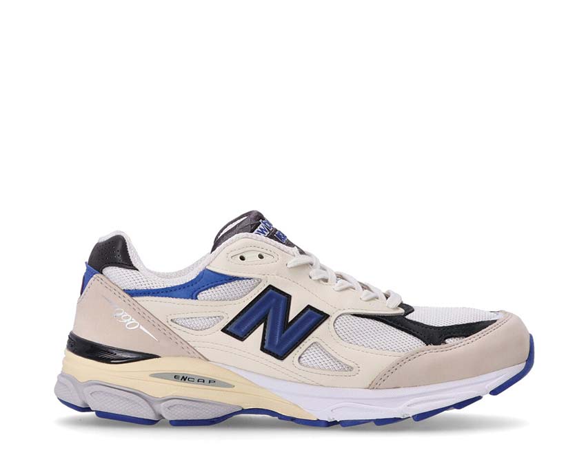 New Balance 990 White/Blue — sneaker homme made in USA mesh