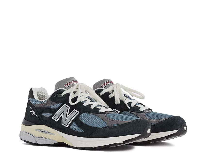 New Balance 990 Made in USA Spring Tide Navy Seitenansicht — Mesh und Wildleder