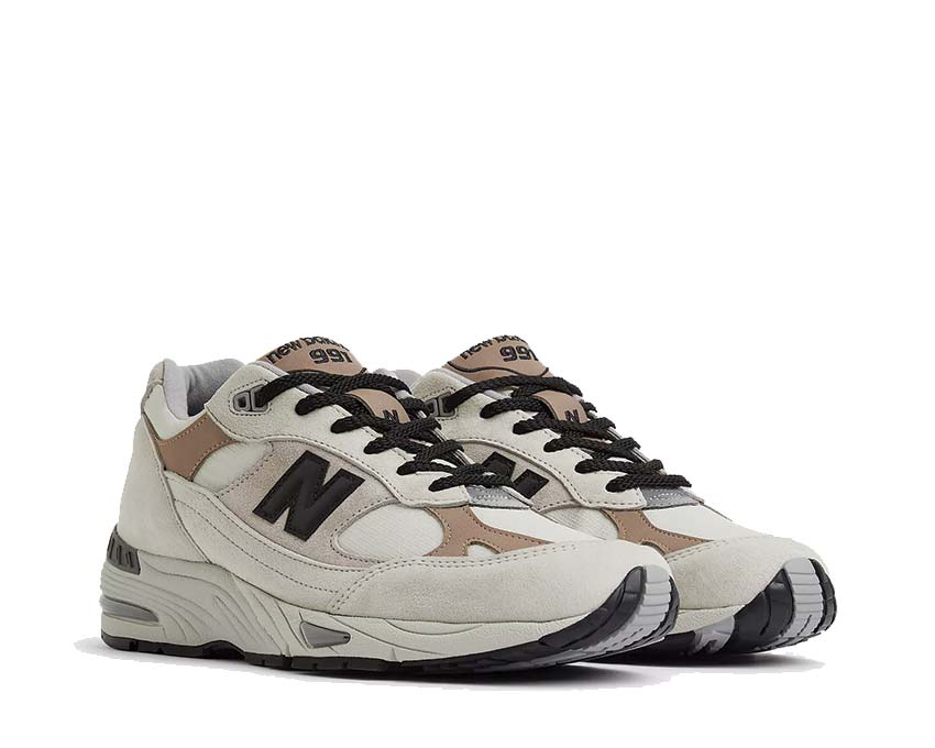 vista laterale — New Balance 991 V1 pelican island fossil scamosciato mesh tomaia