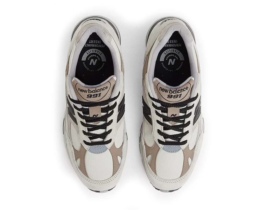 dettaglio — New Balance 991 V1 scamosciato pannelli pelican island fossil