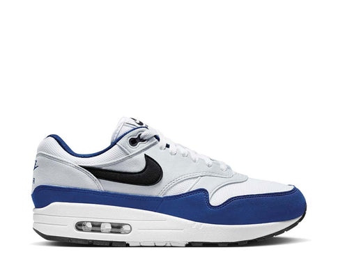 Nike Air Max 1 White Black Deep Royal Blue — sneaker homme amorti Air