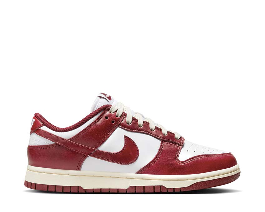 Nike Dunk Low PRM W White Team Red Coconut Milk — sneaker femme cuir premium