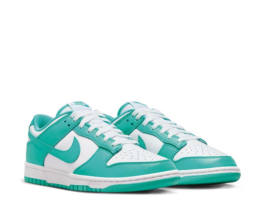 Nike Dunk Low Retro White vue latérale — cuir lisse Clear Jade