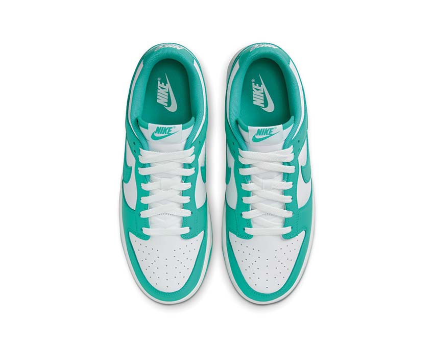 Nike Dunk Low Retro White détail — tige cuir bicolore Clear Jade