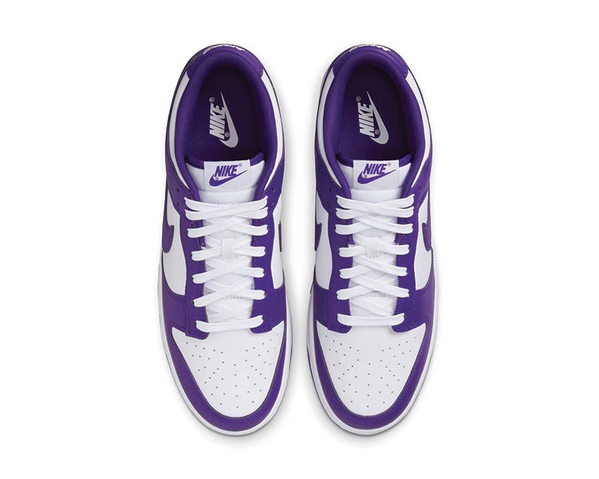 Nike Dunk Low Retro White Court Purple Orange Detail — Court Purple Leder Schaft