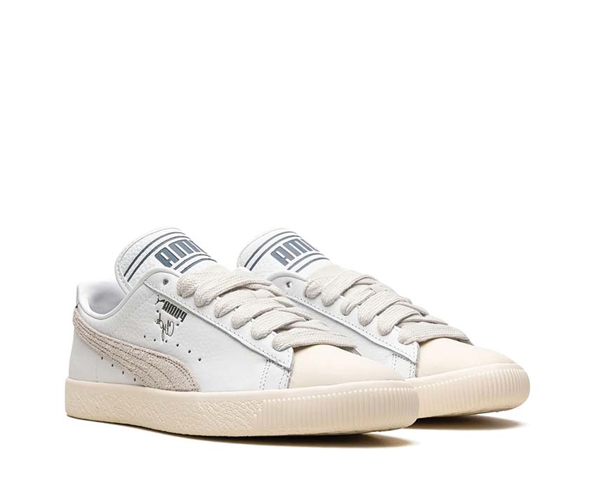 Puma X Rhuigi Clyde Q3 Pristine Sedate Gray vista laterale — scamosciato e pelle premium