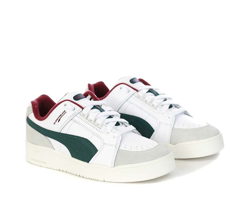 Puma Slipstream Lo Retro White Malachite vue latérale — cuir et daim bicolore