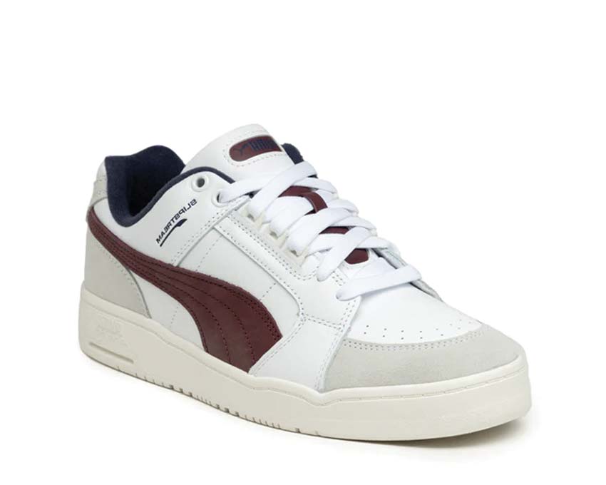 Puma Slipstream Lo Retro White Regal Red vista laterale — pelle liscia e rosso