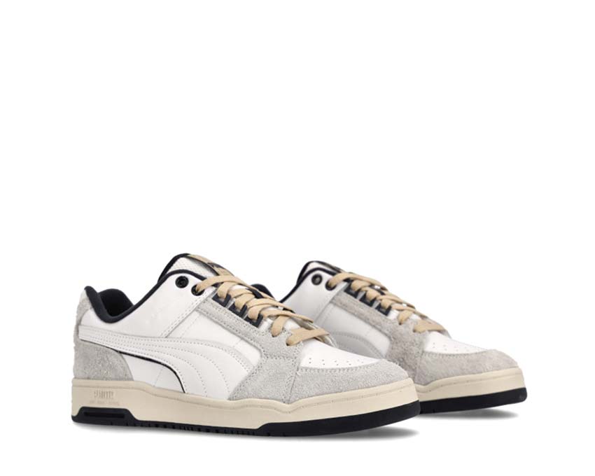 Puma Slipstream Lo Service Line White Navy Seitenansicht — zweifarbiges Glattleder