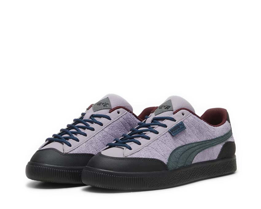 Puma Clyde Lavender Shock Ocean Tropic vue latérale — cuir bicolore lavande tropical