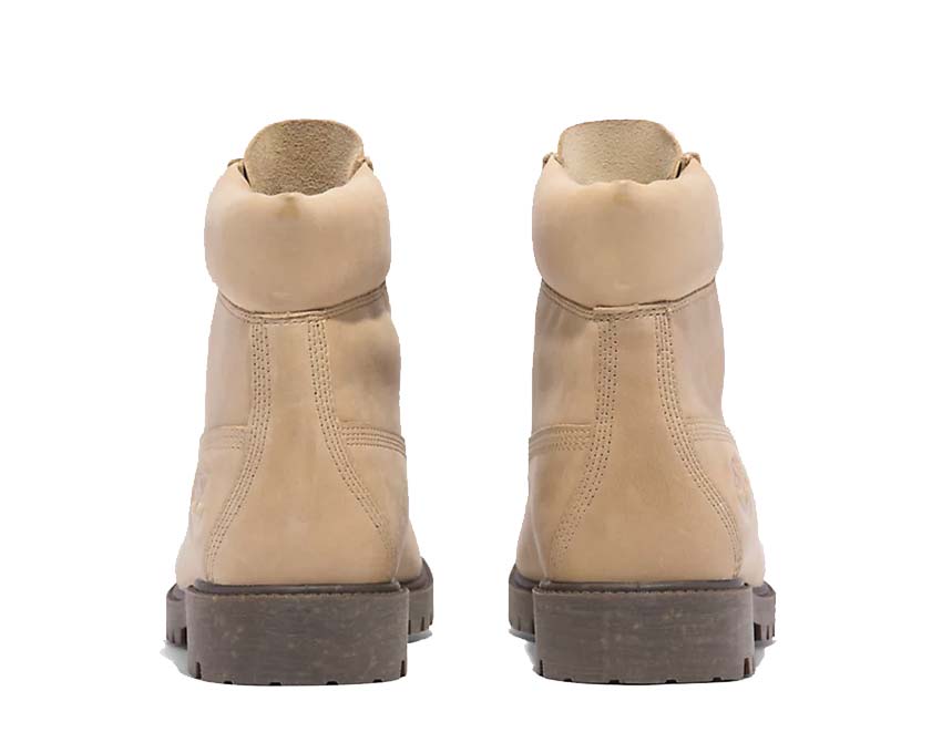 Timberland Heritage 6 Inch Lace Waterproof Beige Grey Detail — runde Schnürsenkel Logo