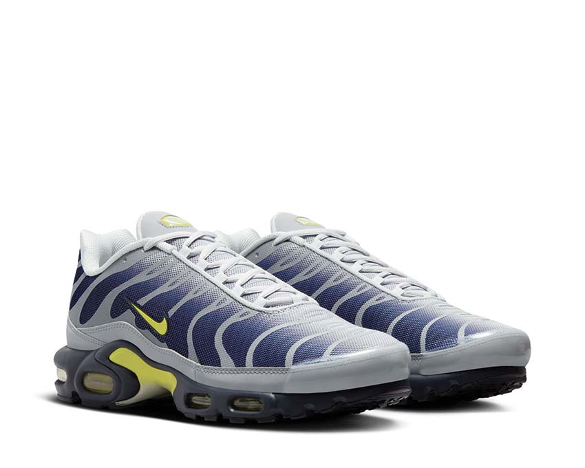 Nike Air Max Plus Metallic Silver side view — silver mesh upper TN