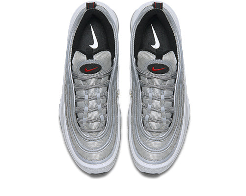 Nike Air Max 97 OG Metallic Silver Bullet détail — tige multi-matières silver bullet