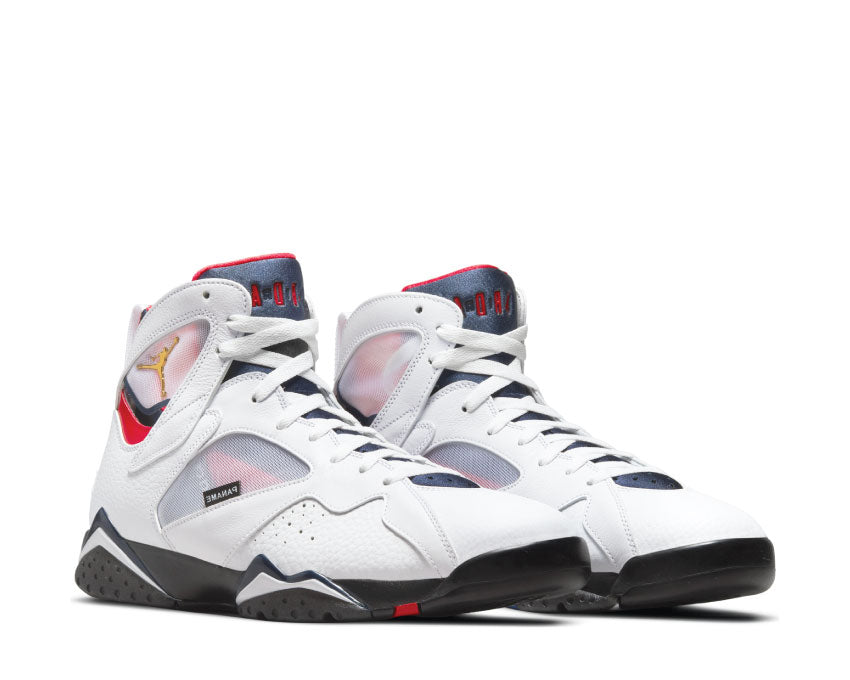 Jordan Air Jordan 7 Retro PSG White Red Navy vue latérale — cuir et textile