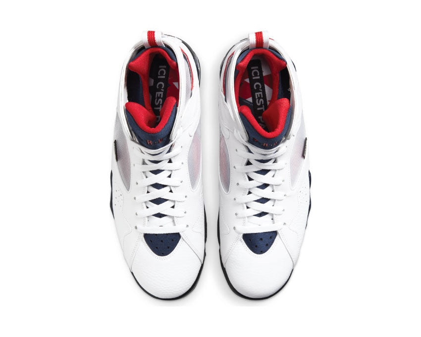 Jordan Air Jordan 7 Retro PSG White Red Navy détail — tige cuir premium