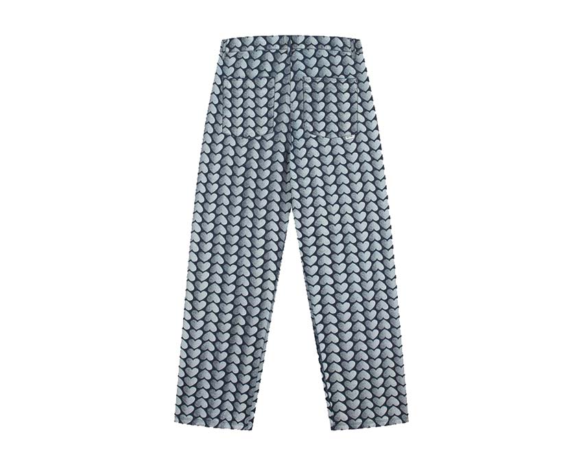 Arte Jean Allover Heart Pants Denim vista lateral — denim lavado estampado