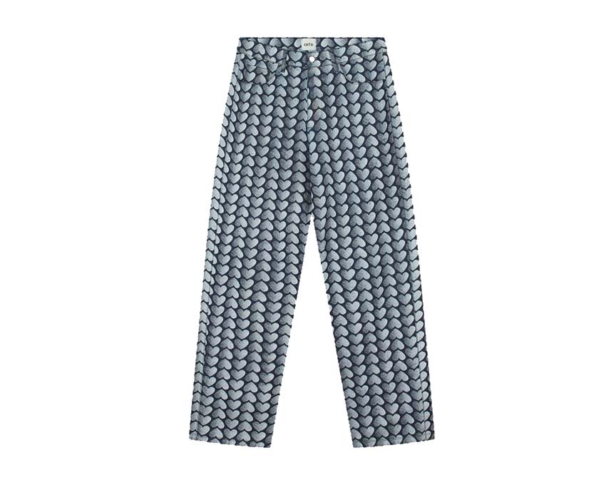 Arte Jean Allover Heart Pants Denim — pantalón unisex denim estampado corazones