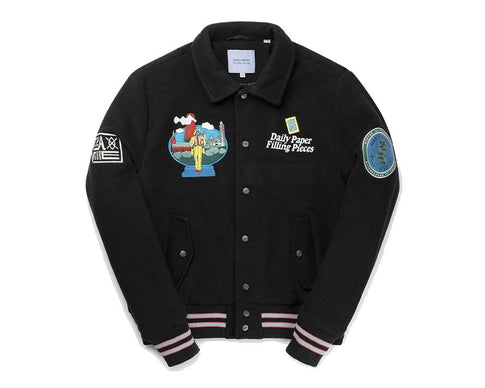 Daily Paper x Filling Pieces Varsity Jacket Black — veste unisexe varsity laine