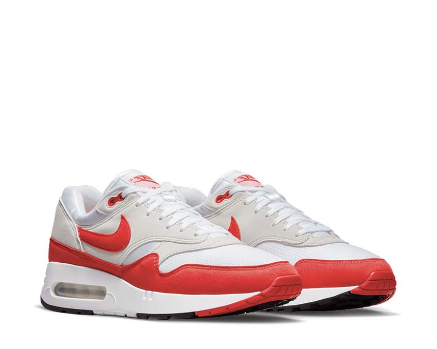 Nike Air Max 1 86 OG White University Red Seitenansicht — Nylon und Leder
