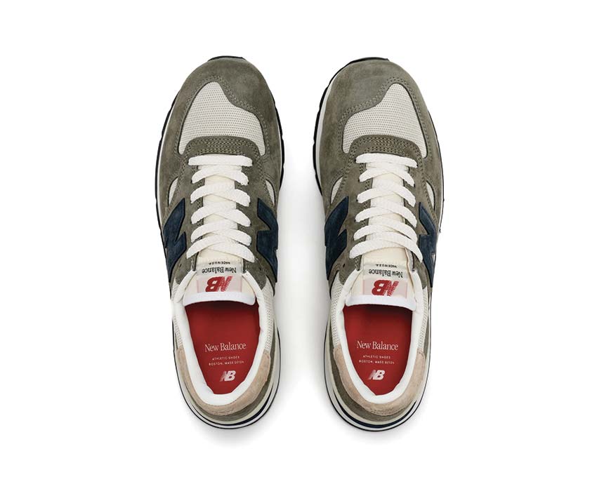 New Balance 990 V1 Grey/Blue Detail — Mesh und blaue Einsätze