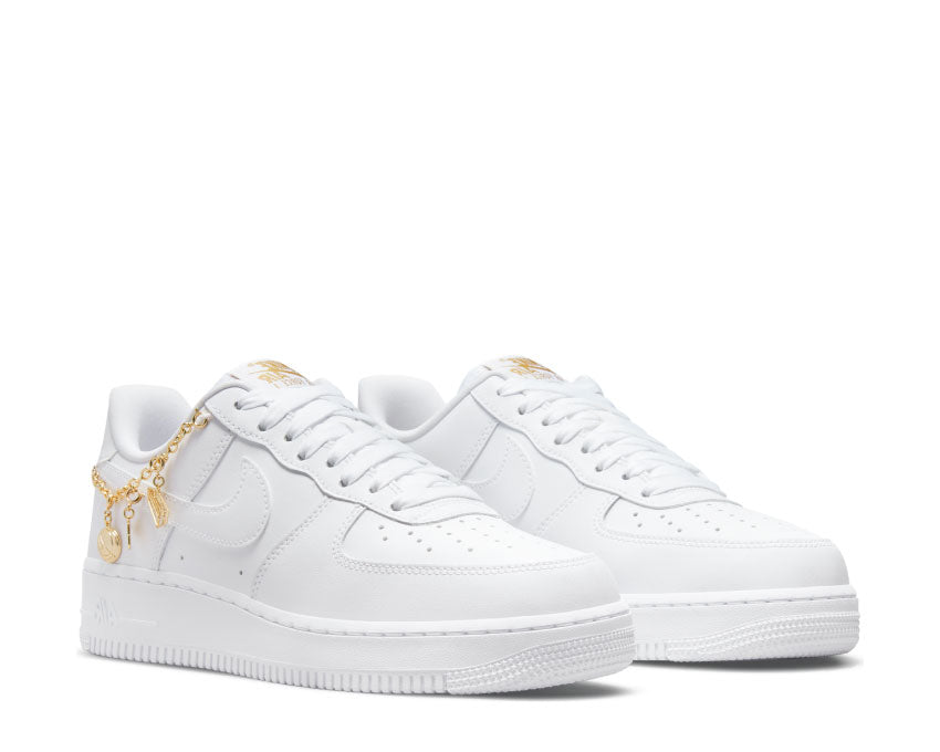 Nike Air Force 1 '07 LX White Metallic Gold side view — white gold leather upper