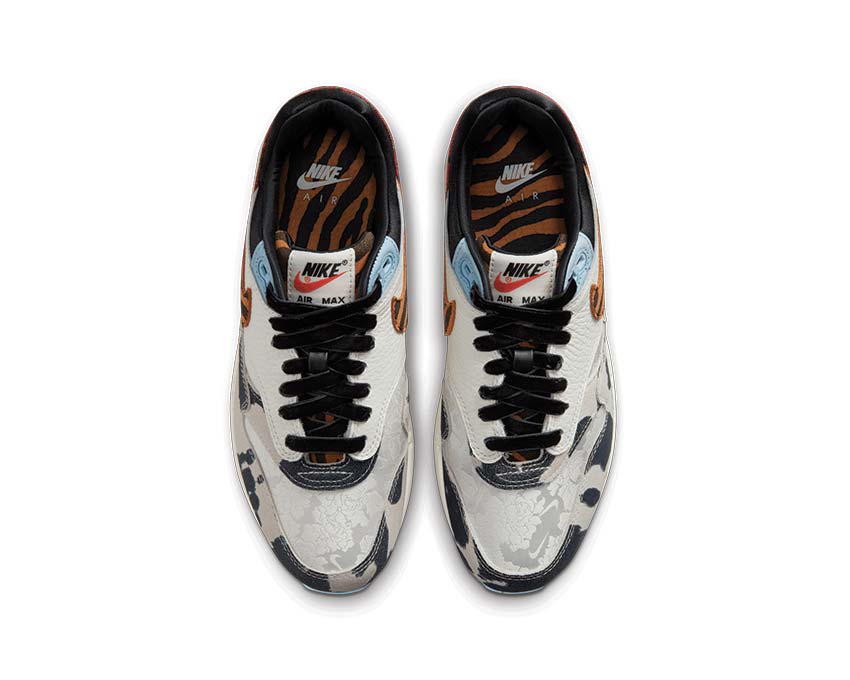 Nike Air Max 1 '87 Sail Black Celestine Blue dettaglio — tomaia pelle bicolore