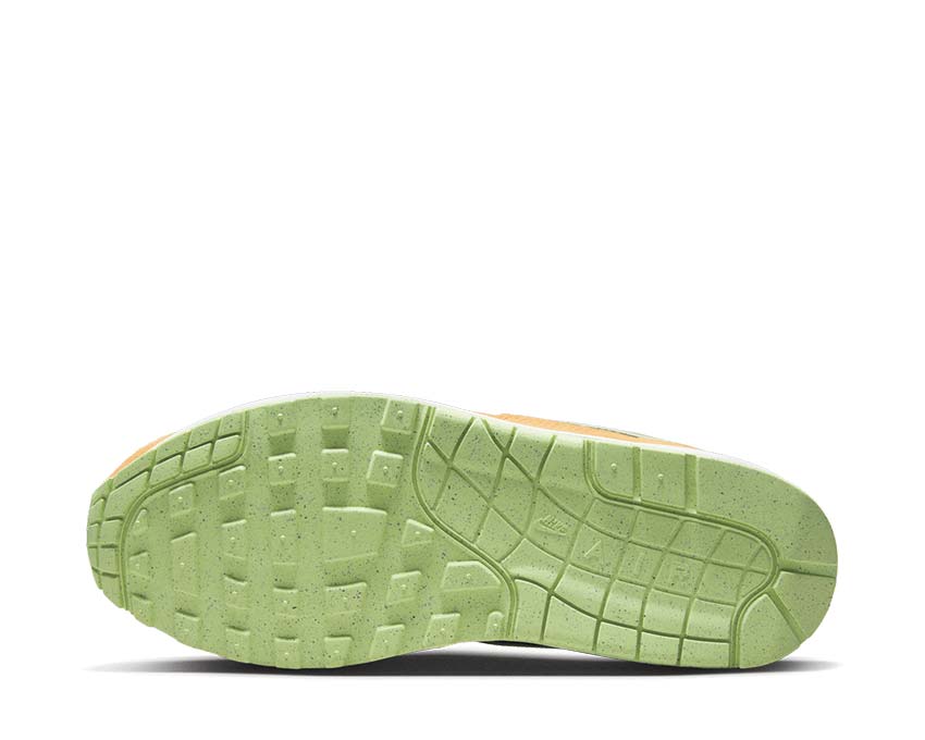 Nike Air Max 1 Prm Anthracite Honeydew — vista posteriore colorway kumquat