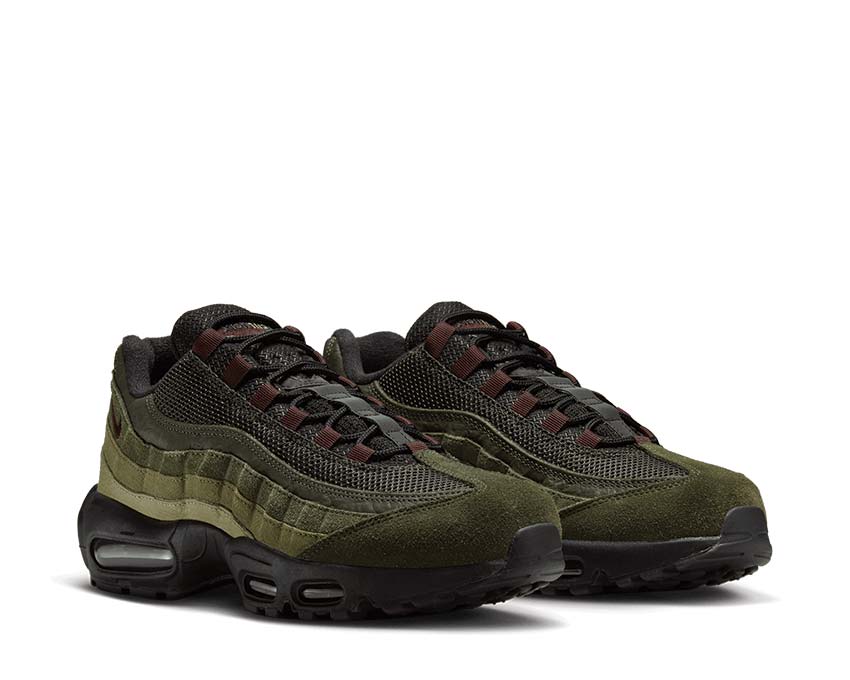 Nike Air Max 95 Black Earth Sequoia vista laterale — tomaia nervata Air Max