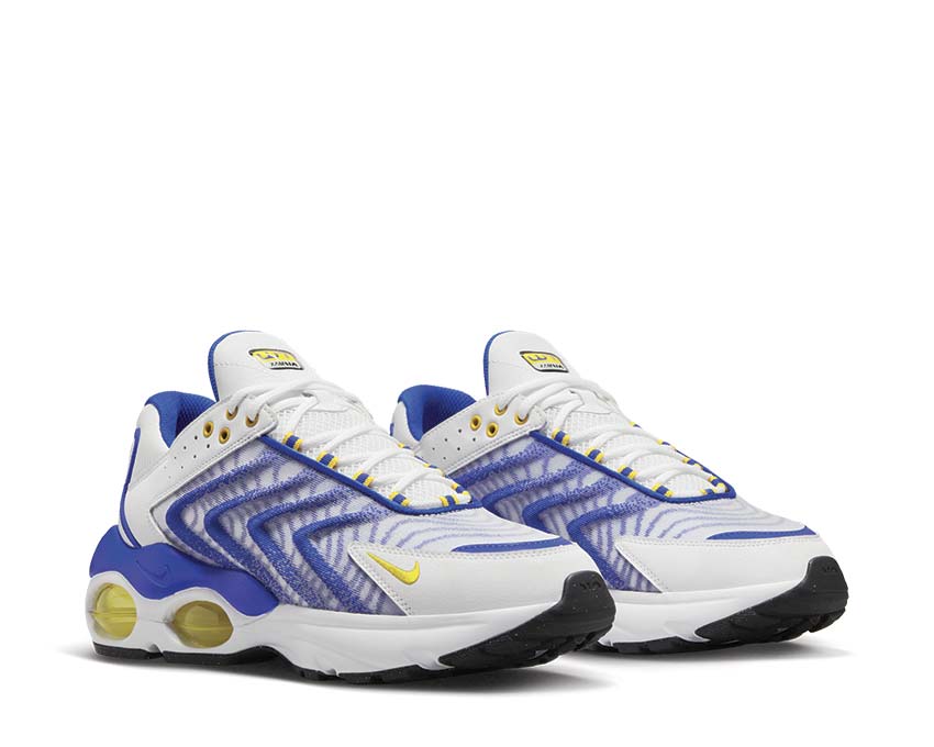 Nike Air Max TW White Speed Yellow Racer Blue Black Seitenansicht — technisches Mesh