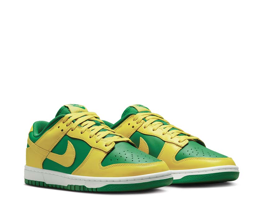 Nike Dunk Low BTTYS Apple Green Yellow vue latérale — cuir bicolore Dunk