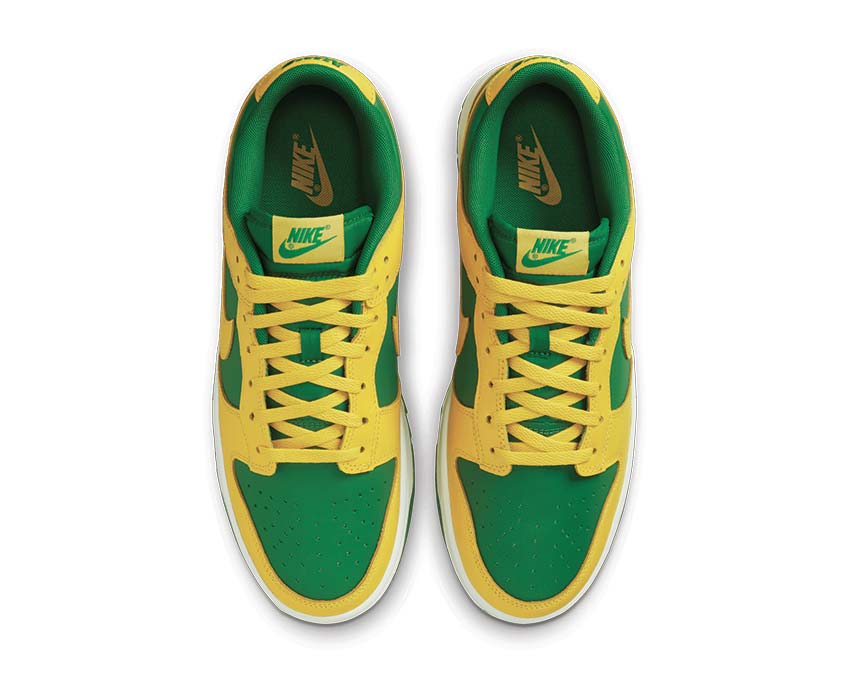 Nike Dunk Low BTTYS Apple Green Yellow détail — tige cuir vert jaune