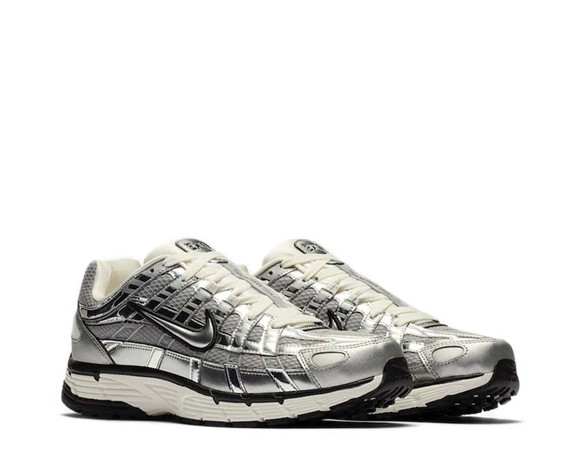 Nike P-6000 Metallic Silver vue latérale — mesh technique
