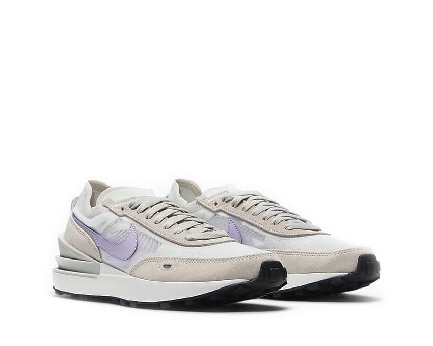 Nike Waffle One Light Bone Summit White vue latérale — tige textile légère