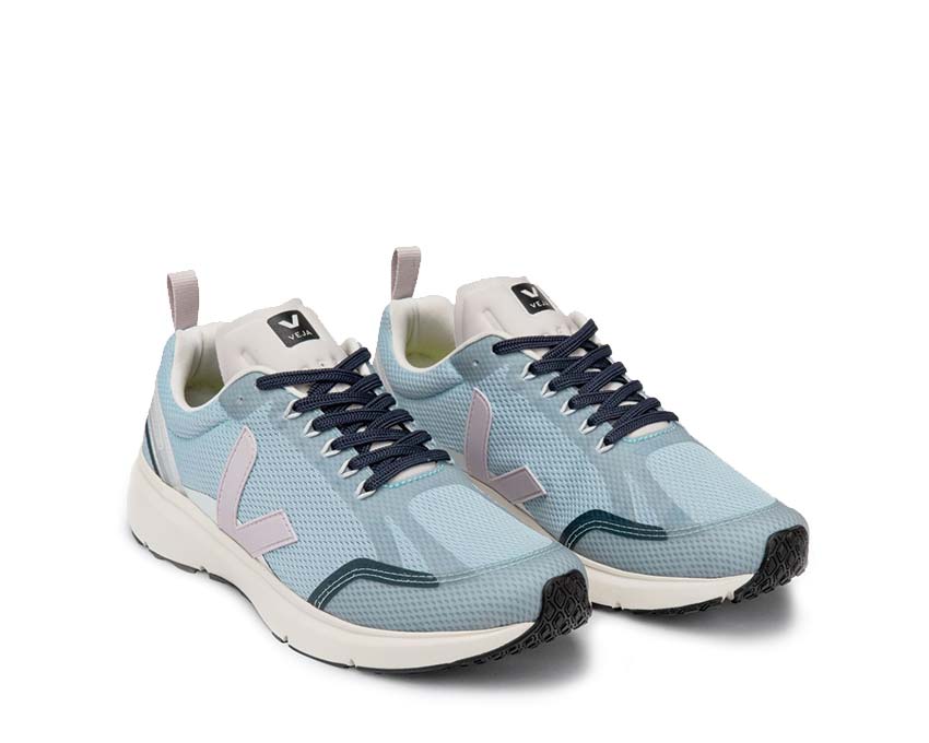 Veja Condor 2 Steel/Parme vue latérale — mesh alvéolaire respirant
